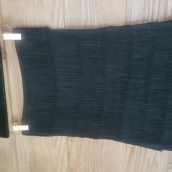 Express Size 0 Black Full Fringe Strapless Mini Dress - Picture 3 of 7